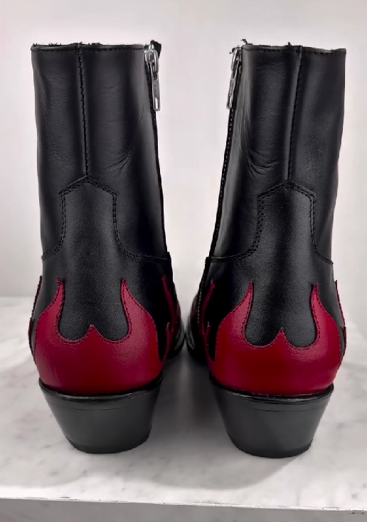 Men's Pointed Toe Chunky Heel Retro Western Cowboy Boots