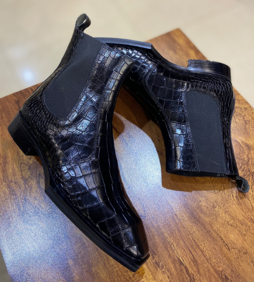 Men's Italian Chelsea Crocodile Boots