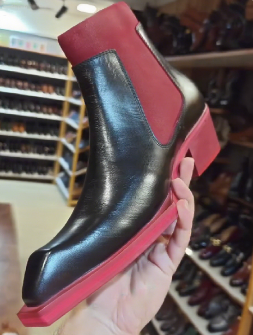 Men's Red Italian Square Toe Chelsea Leather Boots