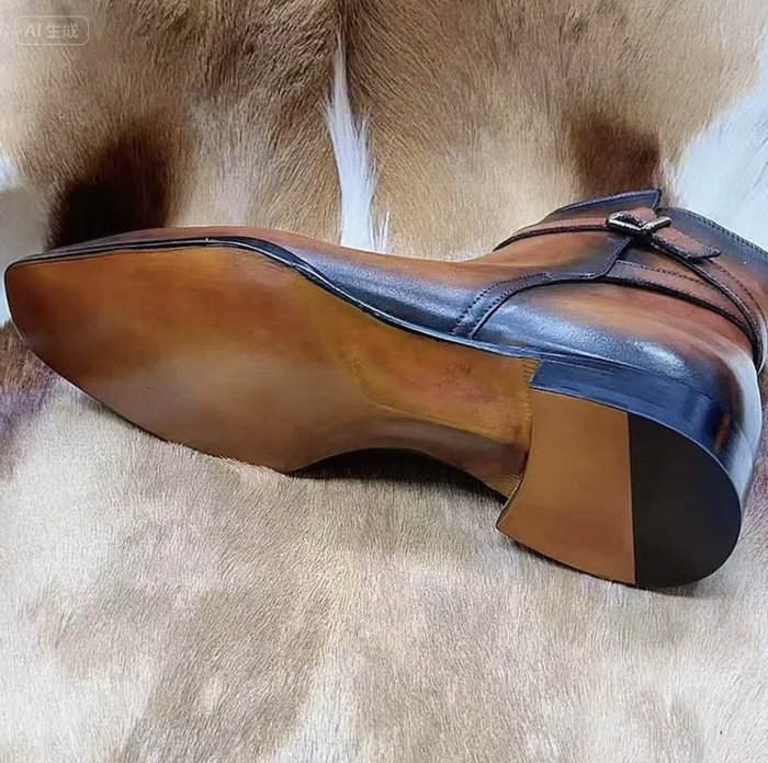 Handmade Men's Leather Cognac Patina Ankle High Stylish Shoes Boots