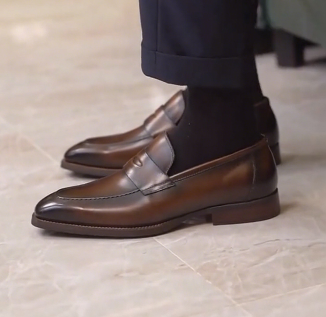 Men's Handmade Dark Brown Loafers Shoes