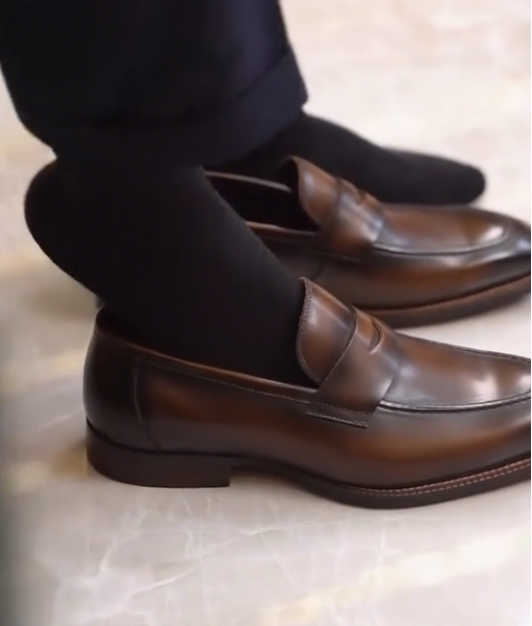 Men's Handmade Dark Brown Loafers Shoes