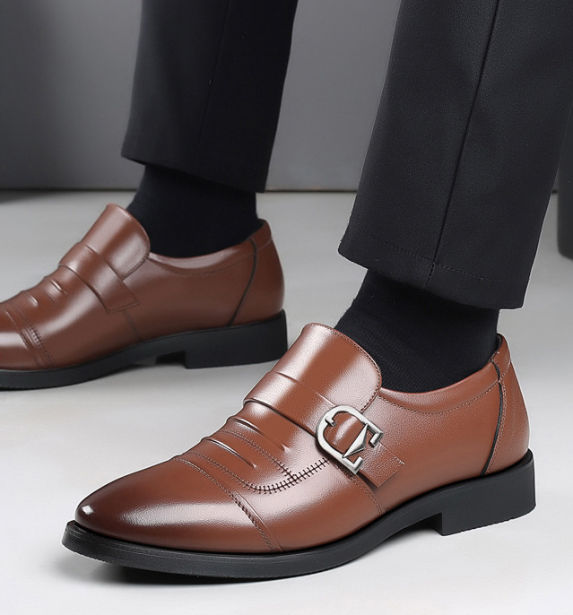 Men's Leather Business Casual Breathable Slip-on Shoes