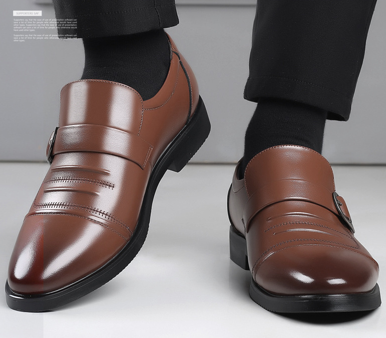 Men's Leather Business Casual Breathable Slip-on Shoes