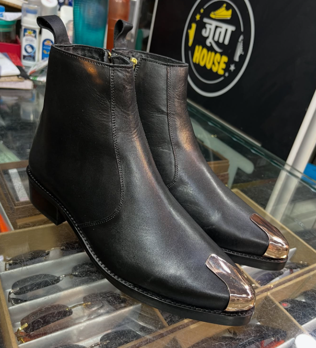 Men's Metal Toe Handmade Leather Ankle Boots