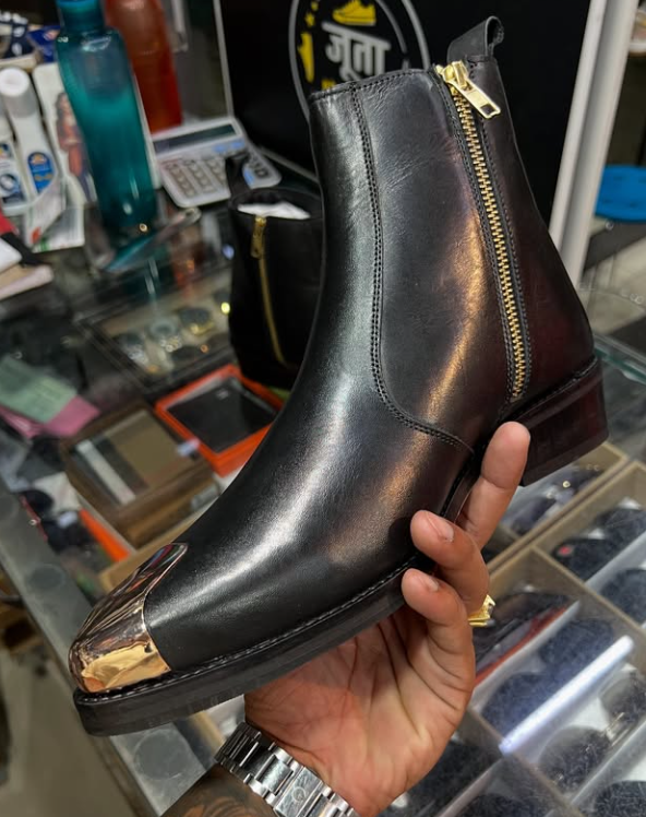 Men's Metal Toe Handmade Leather Ankle Boots