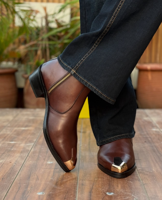 Men's Metal Toe Handmade Leather Ankle Boots