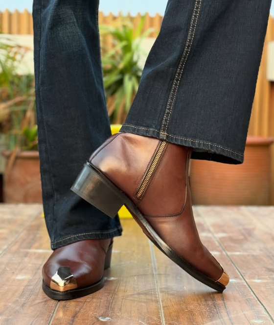 Men's Metal Toe Handmade Leather Ankle Boots