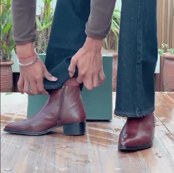 Men's Burgundy Italian Handmade Leather Ankle Boots