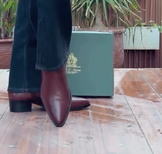 Men's Burgundy Italian Handmade Leather Ankle Boots