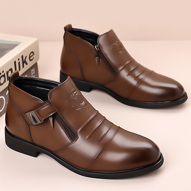 Men's Calf-Skin Pointed-Toe Dress Boots