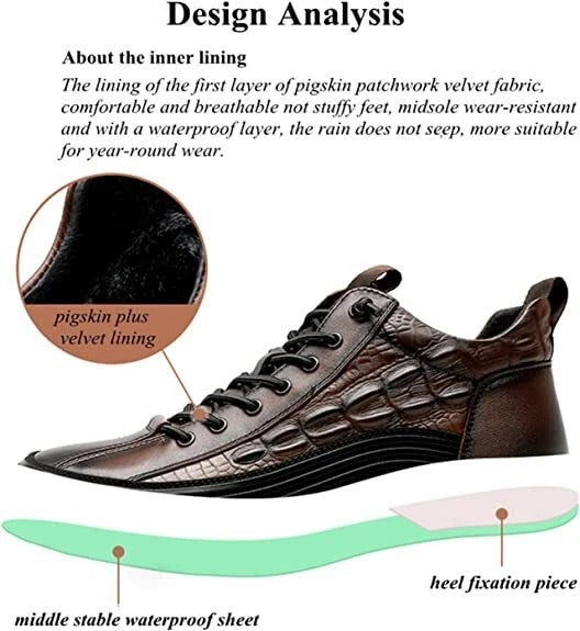 Men's Thick-soled British Style Crocodile Pattern Casual Shoes