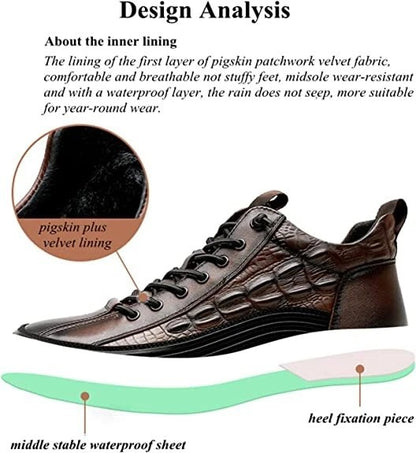 Men's Thick-soled British Style Crocodile Pattern Casual Shoes
