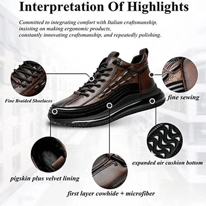Men's Thick-soled British Style Crocodile Pattern Casual Shoes