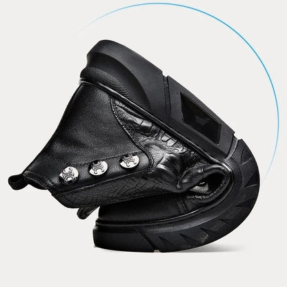 Crocodile Print High-top Pump Soft Side Zip Leather Boots