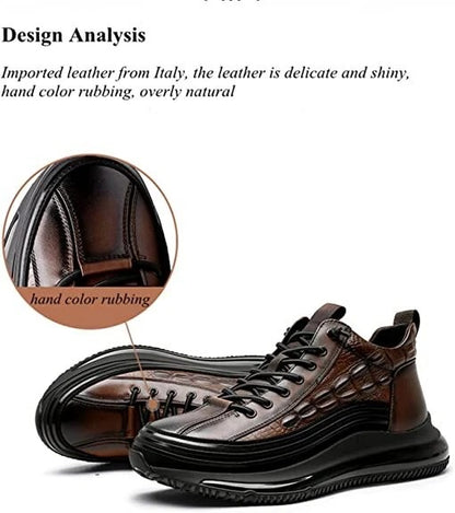 Men's Thick-soled British Style Crocodile Pattern Casual Shoes
