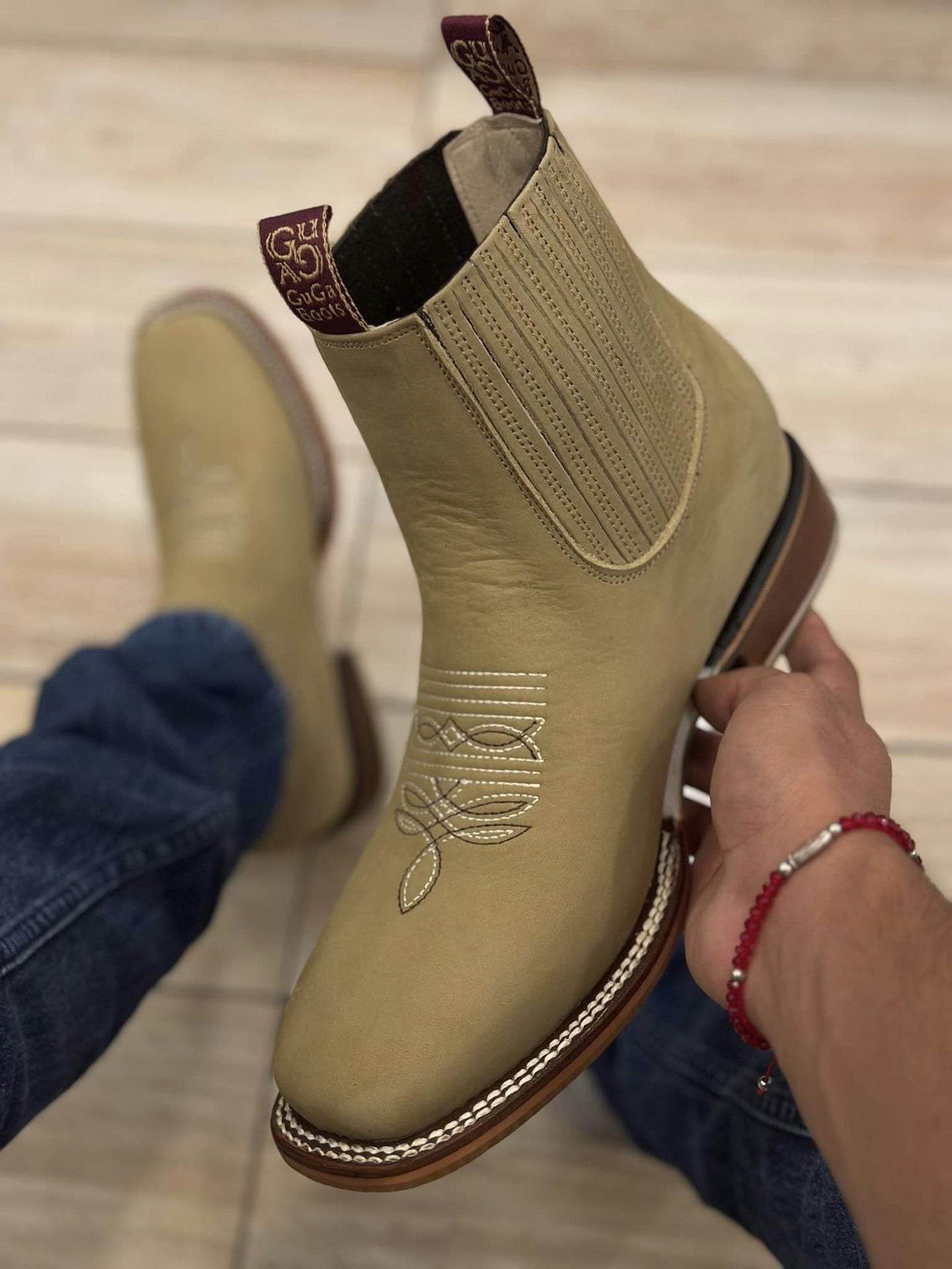 Men's Embroidered Sleeve Chelsea Martin Boots
