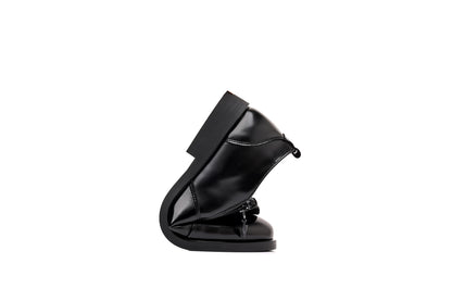 Lion Head Zipper Pointed Toe Casual Leather Shoes