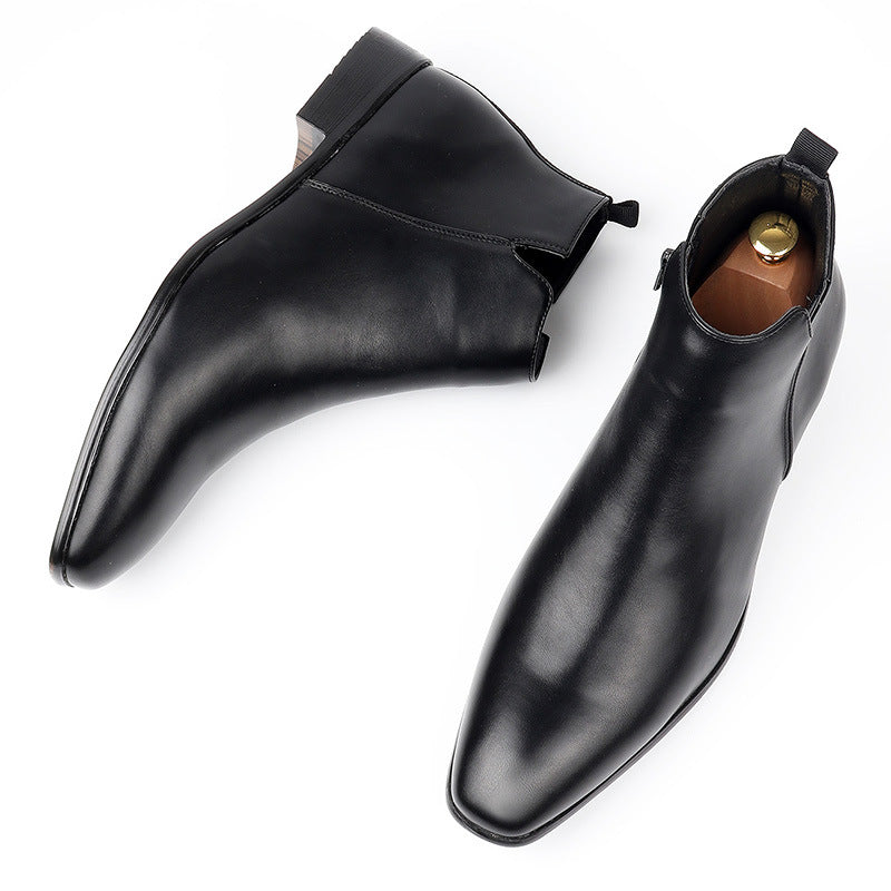 Men's Chelsea Small Square Toe Versatile Fashionable Short Ankle Boots