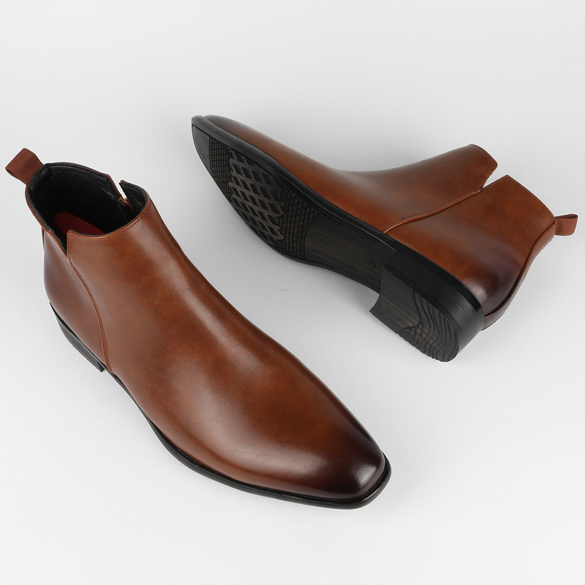 Men's Chelsea Small Square Toe Versatile Fashionable Short Ankle Boots