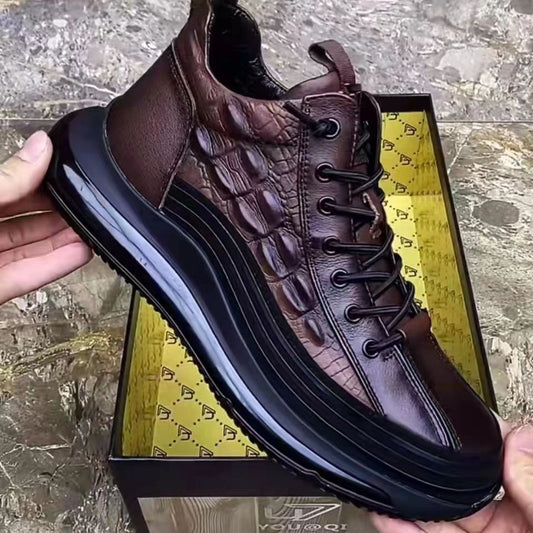Men's Thick-soled British Style Crocodile Pattern Casual Shoes