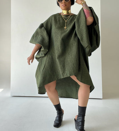 Fashionable Round Neck Oversized Loose Puff Sleeve Top