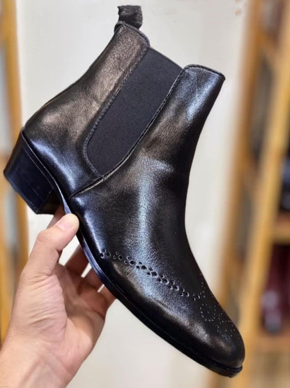 Men's Brogue Carved British Style Ankle Boots