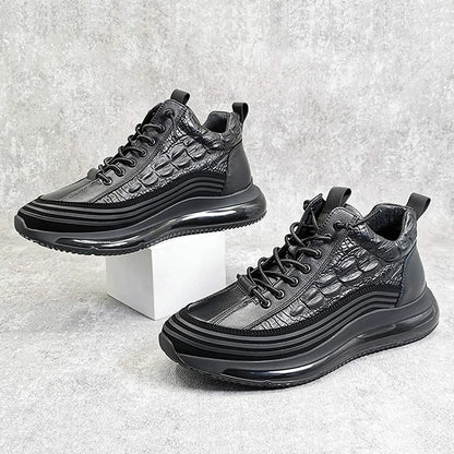 Men's Thick-soled British Style Crocodile Pattern Casual Shoes