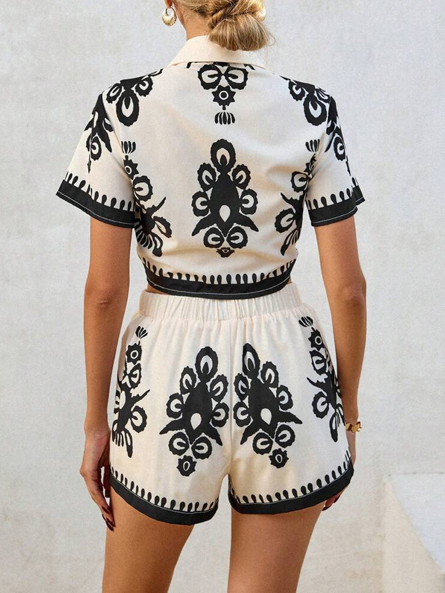 Fashion Placement Print Two Pieces Set