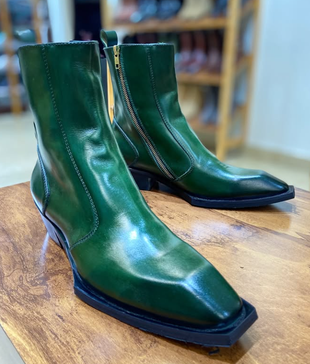 Men's Pointed Toe Chelsea Leather Ankle Boots
