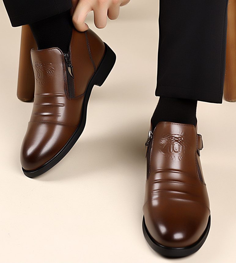Men's Calf-Skin Pointed-Toe Dress Boots