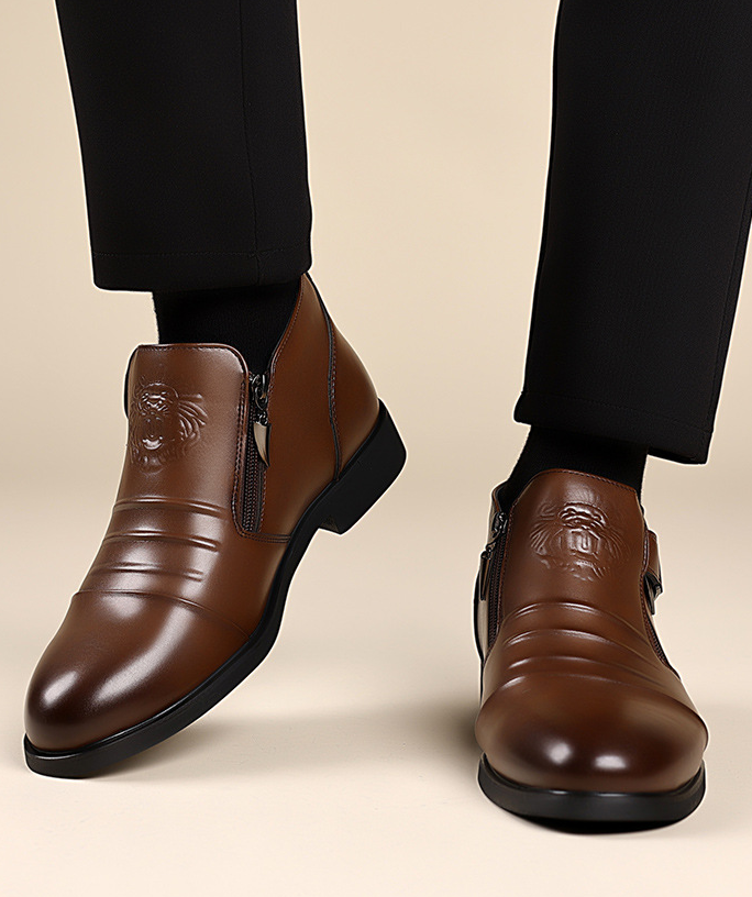 Men's Calf-Skin Pointed-Toe Dress Boots