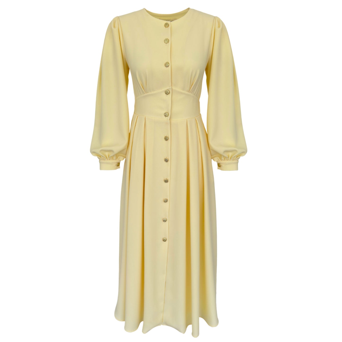 Long Sleeve Round Neck Puff Sleeve Maxi Dress