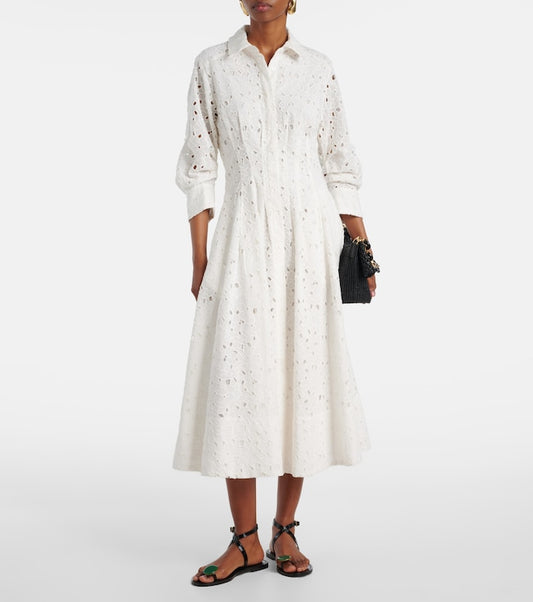 Jazz cotton broderie anglaise midi dress