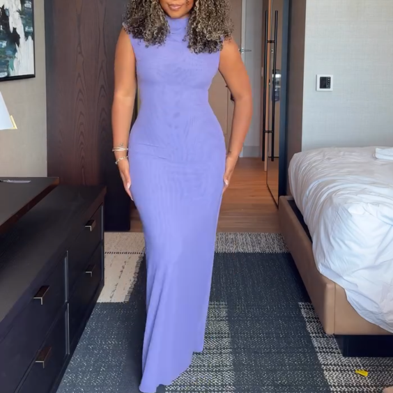 High Waist Slim Sexy Sleeveless Long Dress