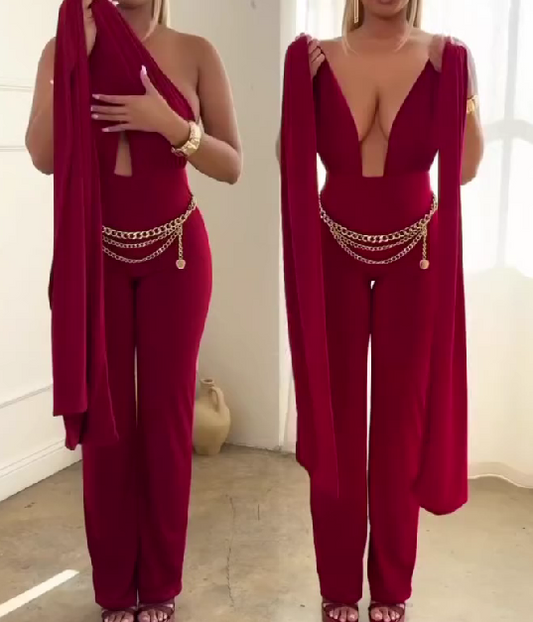 Slim High Waist Trousers Jumpsuit