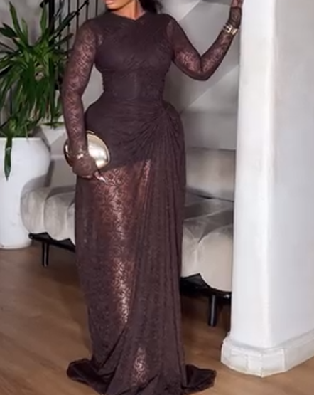 Lace Panel High Waist A-line Dress