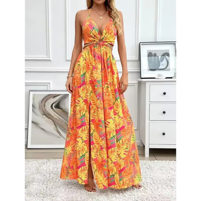 French Side Slit Floral Maxi Dress