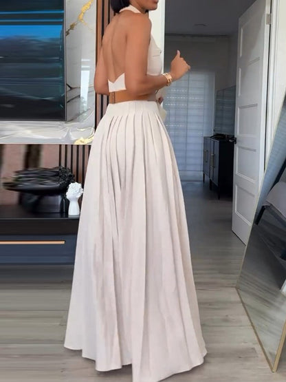 Sleeveless Backless Waist Shirt Dress
