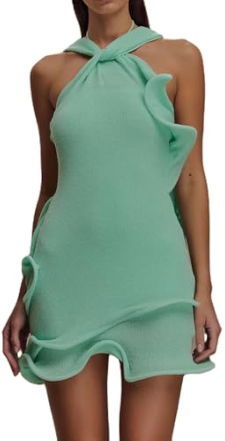 Halter Knit Mini Dress