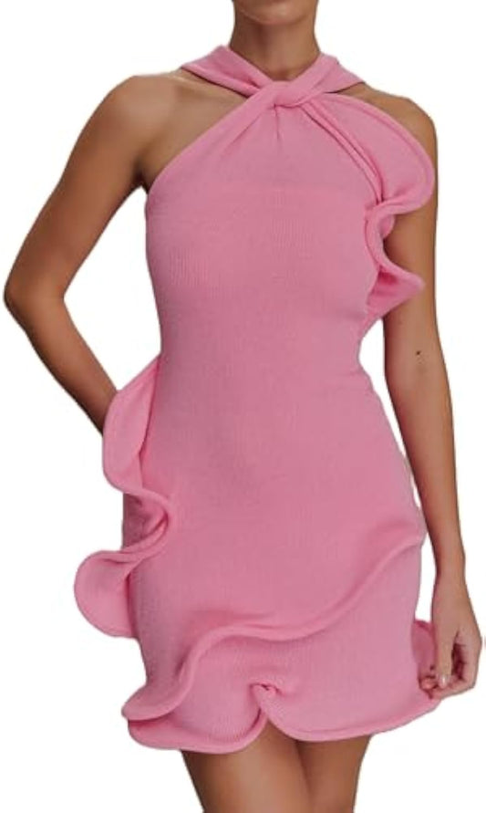Halter Knit Mini Dress