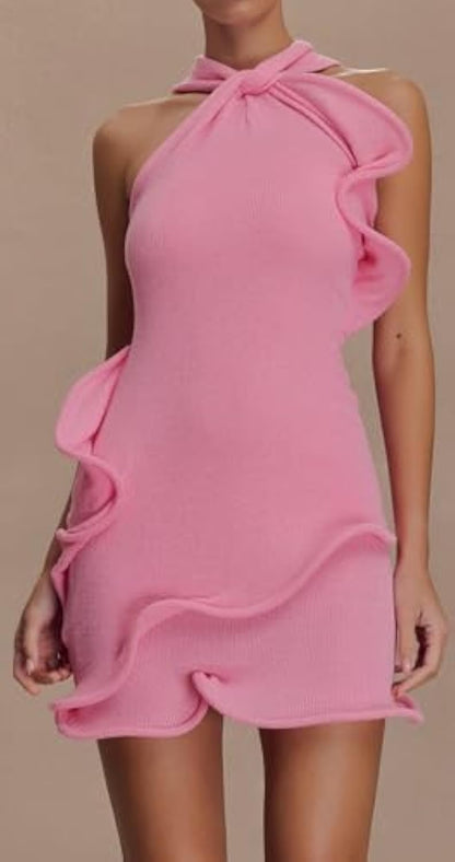 Halter Knit Mini Dress