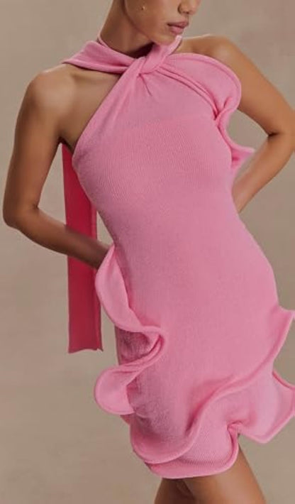 Halter Knit Mini Dress