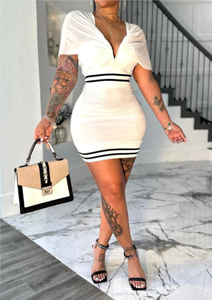 Deep V Neck Skirt Set