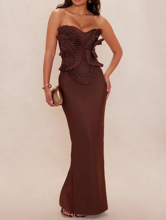 Jade Beaded Bandage maxi Dress