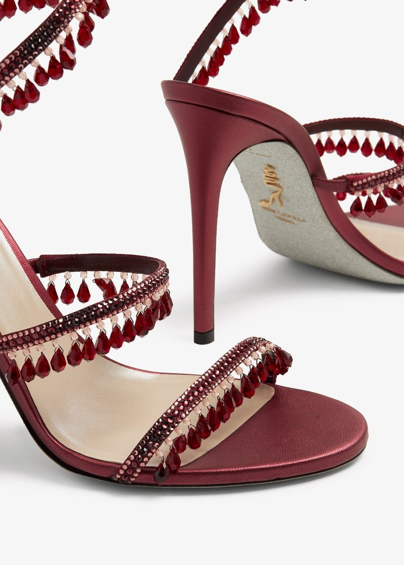 Rhinestone Tassel Embellished High-heeled Sandals