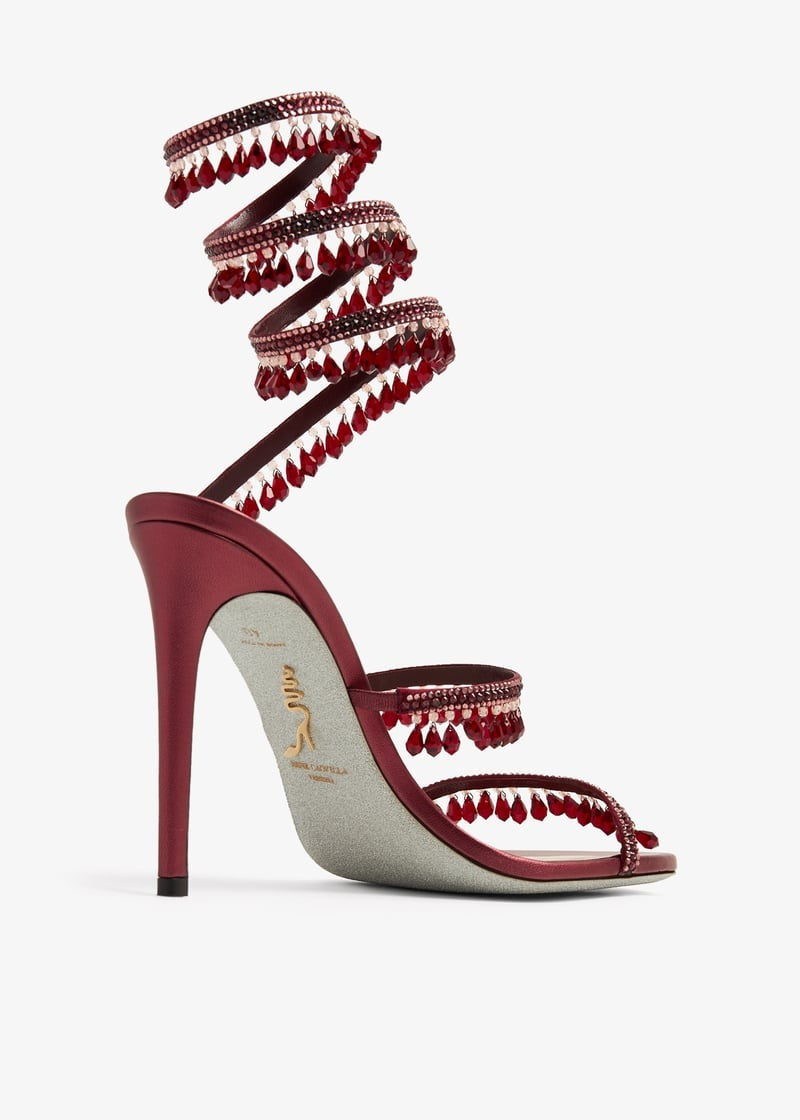 Rhinestone Tassel Embellished High-heeled Sandals