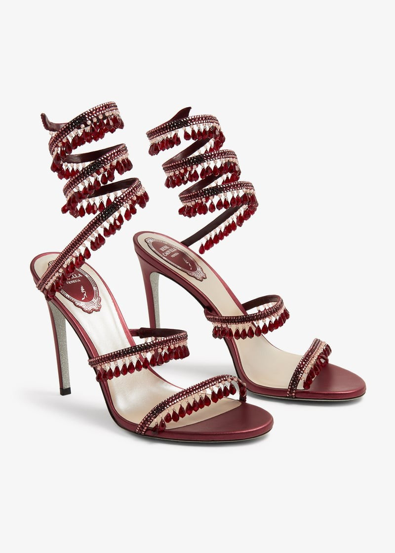 Rhinestone Tassel Embellished High-heeled Sandals