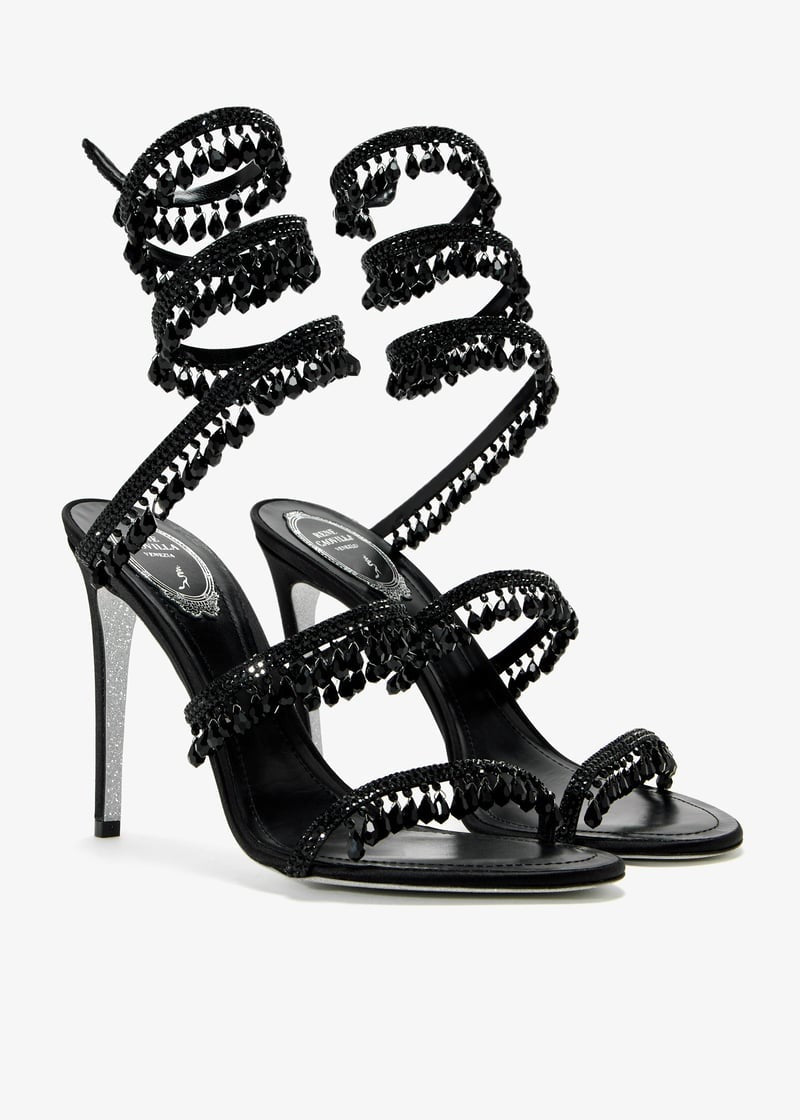 Rhinestone Tassel Embellished High-heeled Sandals