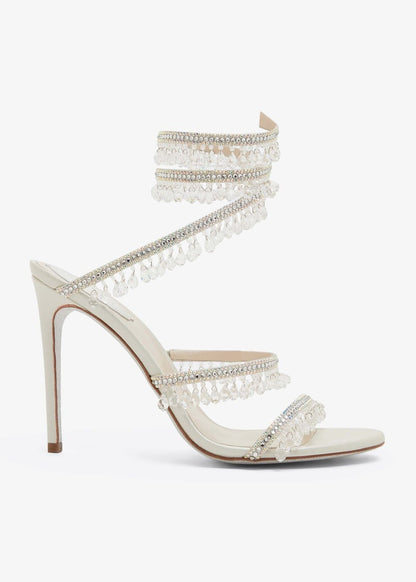 Rhinestone Tassel Embellished High-heeled Sandals